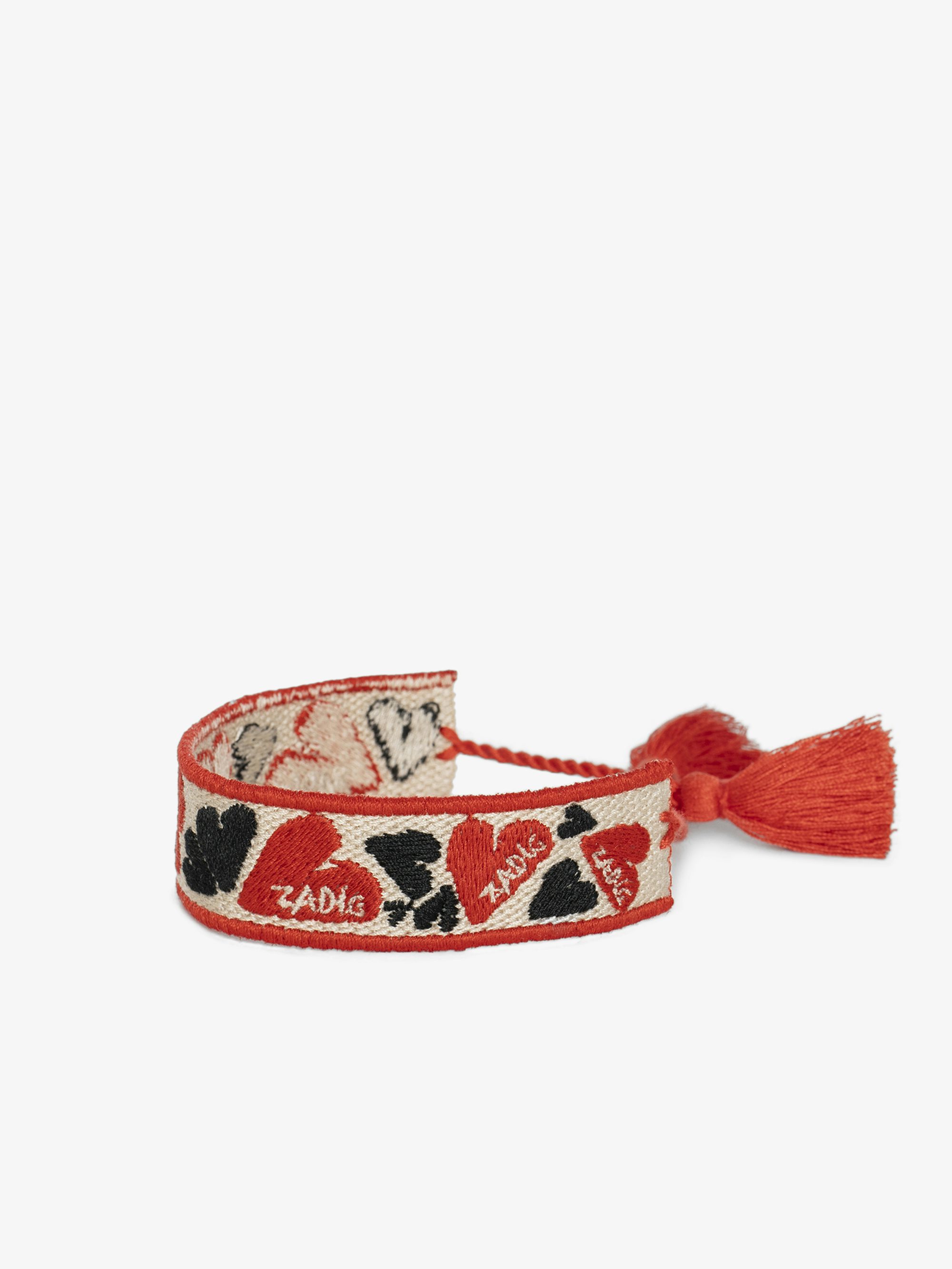Zadig Woven Heart Bracelet - Woven polyester bracelet with embroidery.